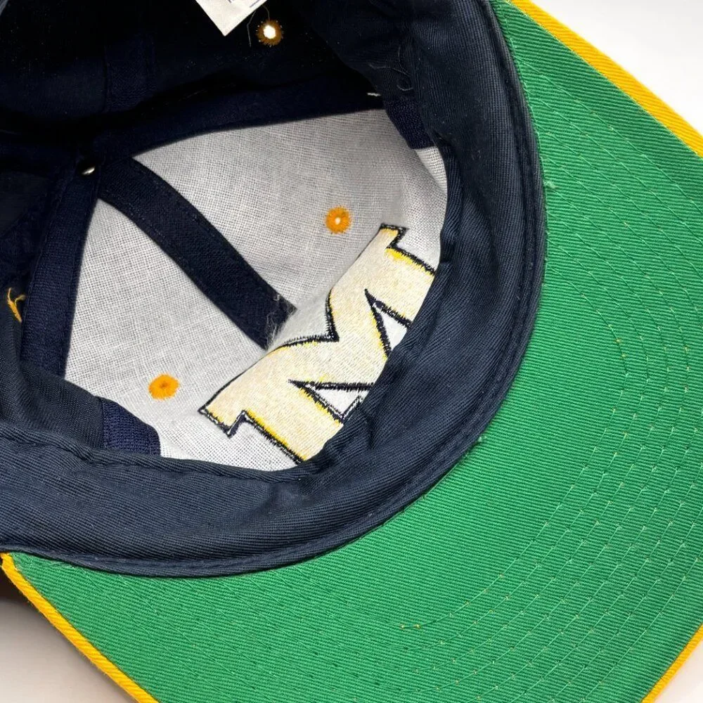 Vintage Michigan Wolverines Hat Snapback Blue Gold Embroidered 100% Cotton